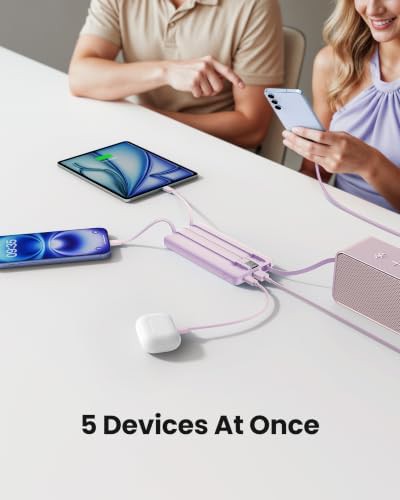 Lavender slim power bank with LED display — photo 3