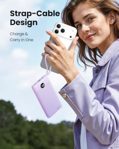 Lavender slim power bank with LED display — photo 4