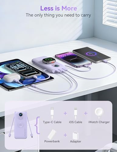 Portable charger with built-in cables and plug — photo 3
