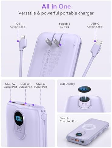 Portable charger with built-in cables and plug — photo 4