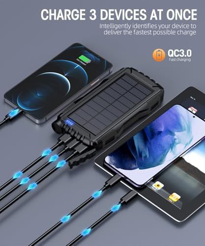 Black solar power bank with flashlight — photo 3