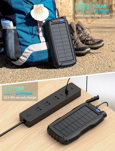Black solar power bank with flashlight — photo 4