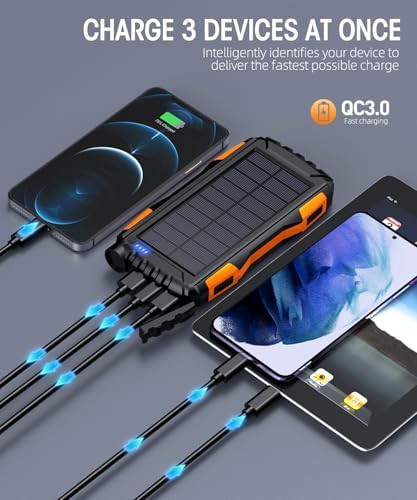 Orange solar power bank with flashlight — photo 3