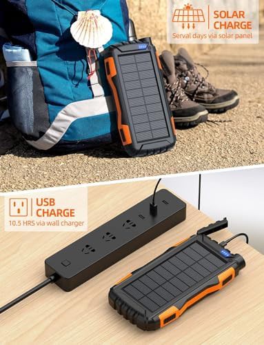 Orange solar power bank with flashlight — photo 4