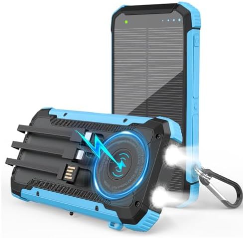 Solar battery pack with three built-in cables