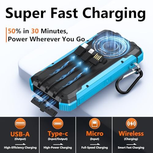 Solar battery pack with three built-in cables — photo 3
