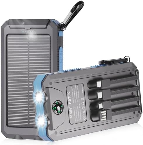 Waterproof solar power bank with dual flashlights
