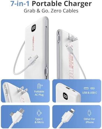 Portable charger with cables and wall plug — photo 5