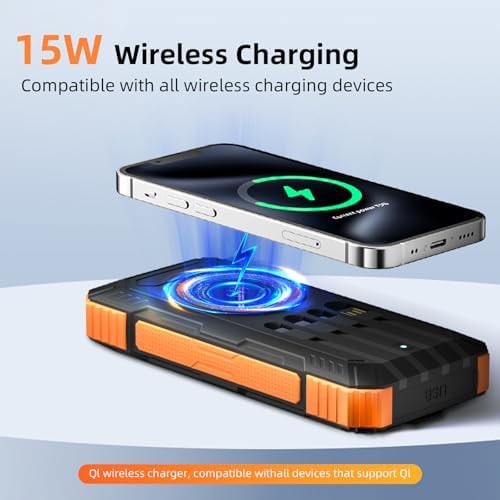 Solar power bank with built in charging cables — photo 4