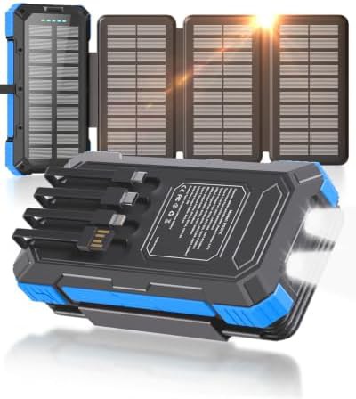 High capacity power bank with foldable solar panels