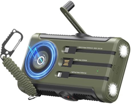 Green solar power bank with hand crank