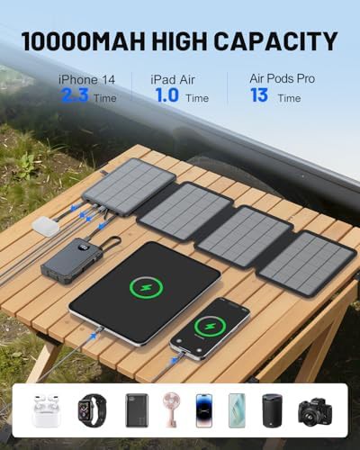 Foldable solar power bank with four panels — photo 3