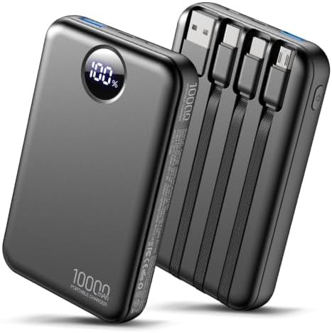 Compact power bank with four cables