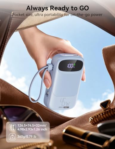 Fast charging power bank with integrated cable — photo 4