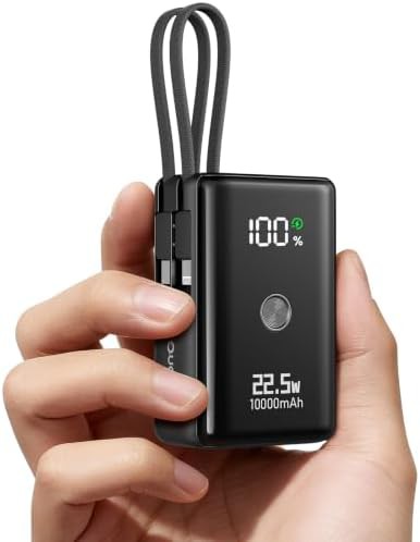 Small Portable Charger with Built-in Cables