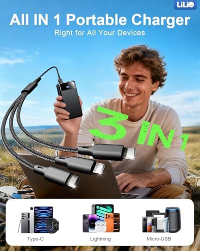 High capacity travel charger with cables — photo 3