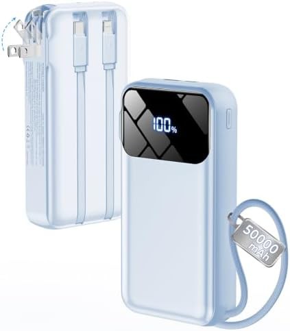 Travel power bank with integrated cables