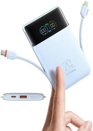 Ultra slim portable charger with built-in cable