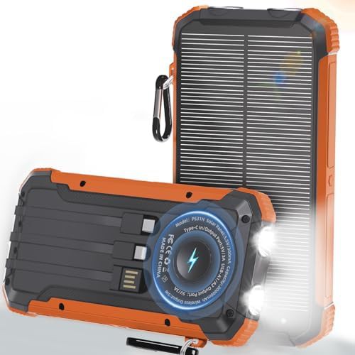 Wireless solar bank with built-in cables