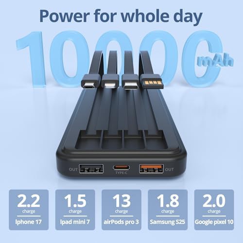 Slim travel battery with built in cables — photo 4