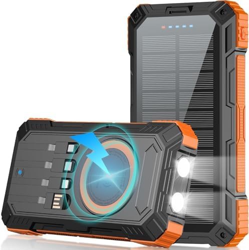 High capacity orange solar bank with fast charging