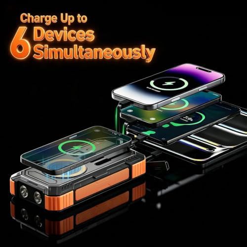 High capacity orange solar bank with fast charging — photo 4