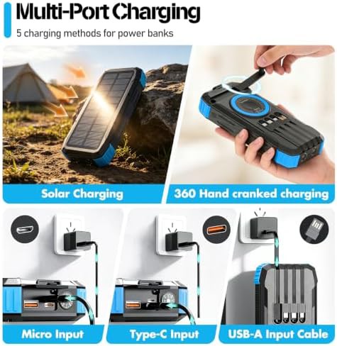 Hand crank solar bank with wireless charging — photo 4