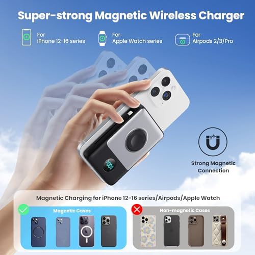 Black magnetic power bank with integrated cables — photo 5