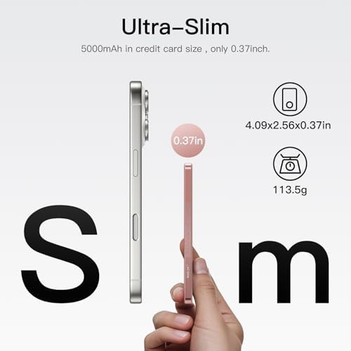 Pink slim magnetic charger with display — photo 3