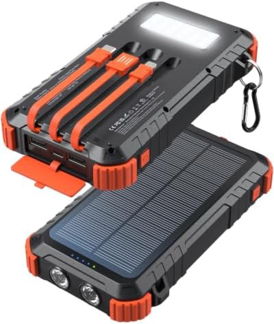 Solar battery pack with built-in cables