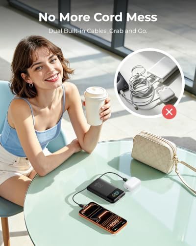 Slim power bank with built-in cables — photo 3