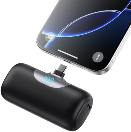 Black mini USB C 5500mAh charger
