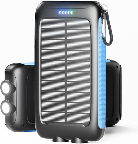 Waterproof solar power bank with carabiner clip