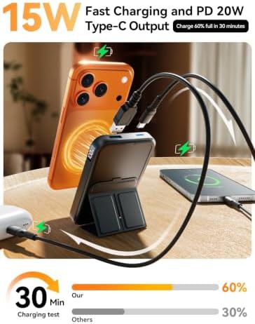 Magnetic portable charger with leather stand — photo 4