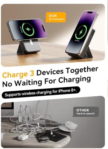 Magnetic portable charger with leather stand — photo 5