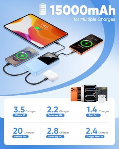 Compact 15000mAh charger with USB-C cable — photo 4