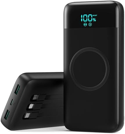 Wireless power bank with integrated charging cables