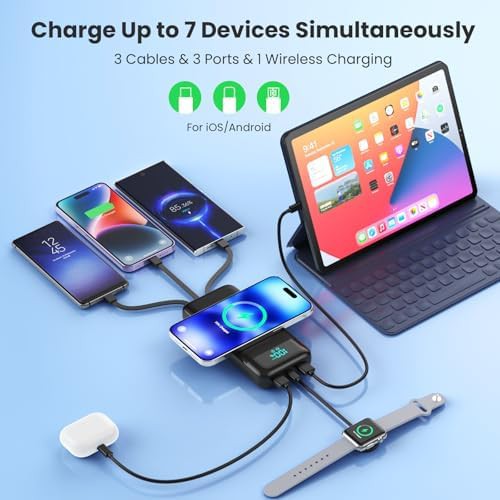 Wireless power bank with integrated charging cables — photo 3