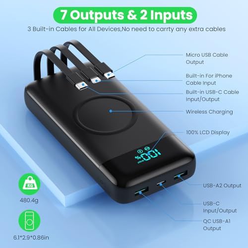Wireless power bank with integrated charging cables — photo 5