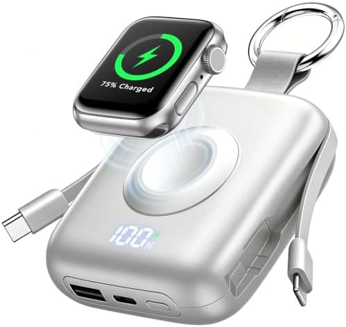 Small portable charger with built-in cables