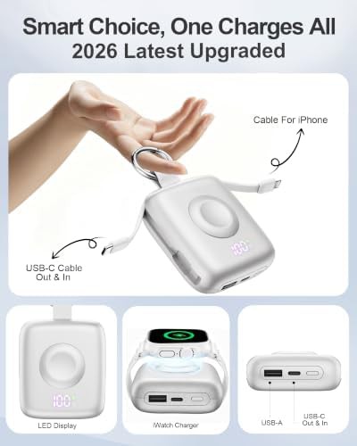 Small portable charger with built-in cables — photo 2