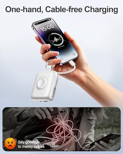Small portable charger with built-in cables — photo 3