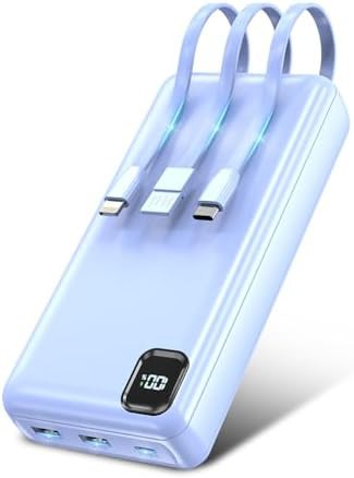 Fast charging power bank with built-in cables