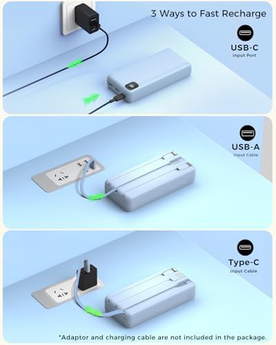 Fast charging power bank with built-in cables — photo 4