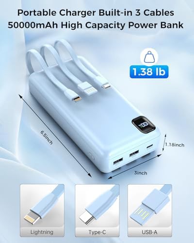 Fast charging power bank with built-in cables — photo 5