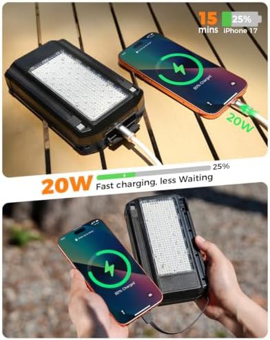 Foldable solar power bank with dual cables — photo 3