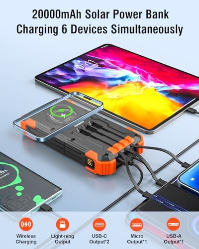 Solar power bank with four built-in cables — photo 5